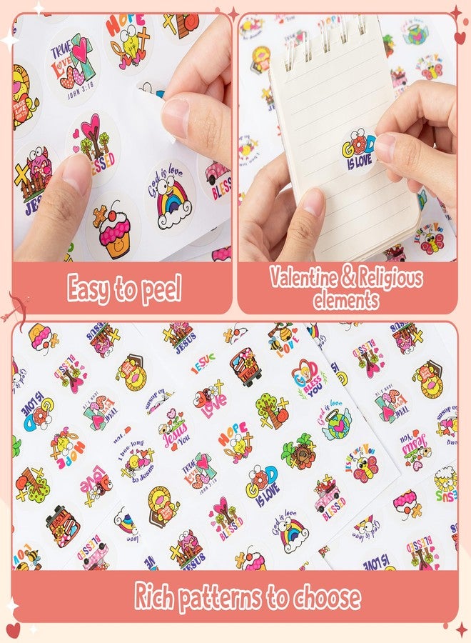 Yopyame 600PCS Christian Valentine’s Day Stickers for Kid Religious Prizes Sticker Catholic Child Drawn Scripture Religious Sticker Jesus Loves You Self Adhesive Paper Christian Stickers for Classroom - Image 4